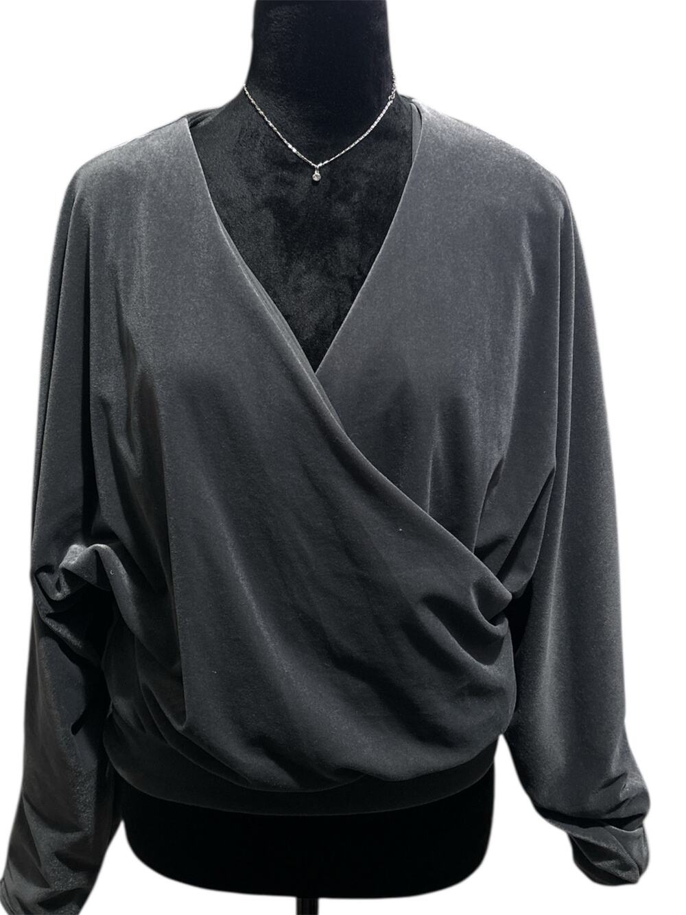 Express Velvet V-Neck Long Sleeve Faux Wrap Top, Size Small-NWT